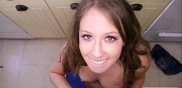  Cute teen stepsis Brooke Bliss gets railed by thick dong